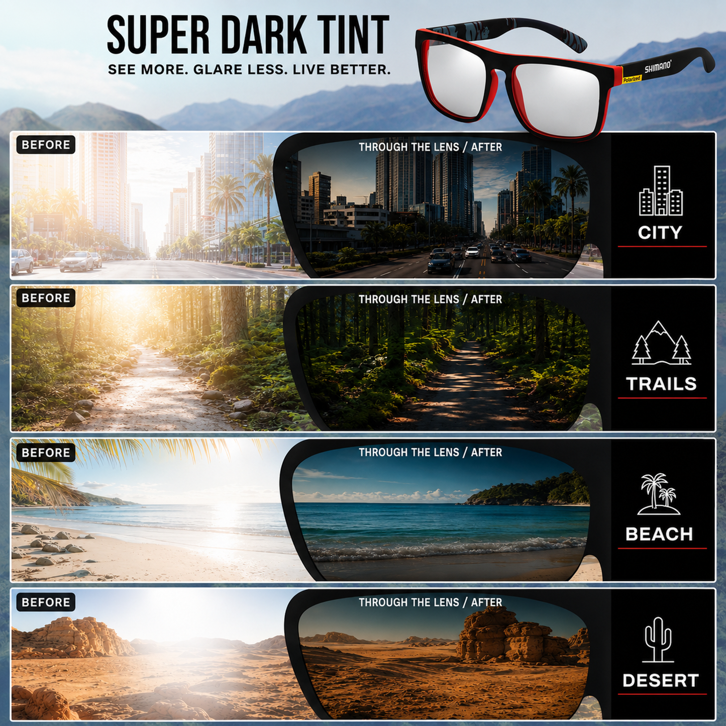 SusanSmith | Glarex Polarised Wraparound Outdoor Sunglasses