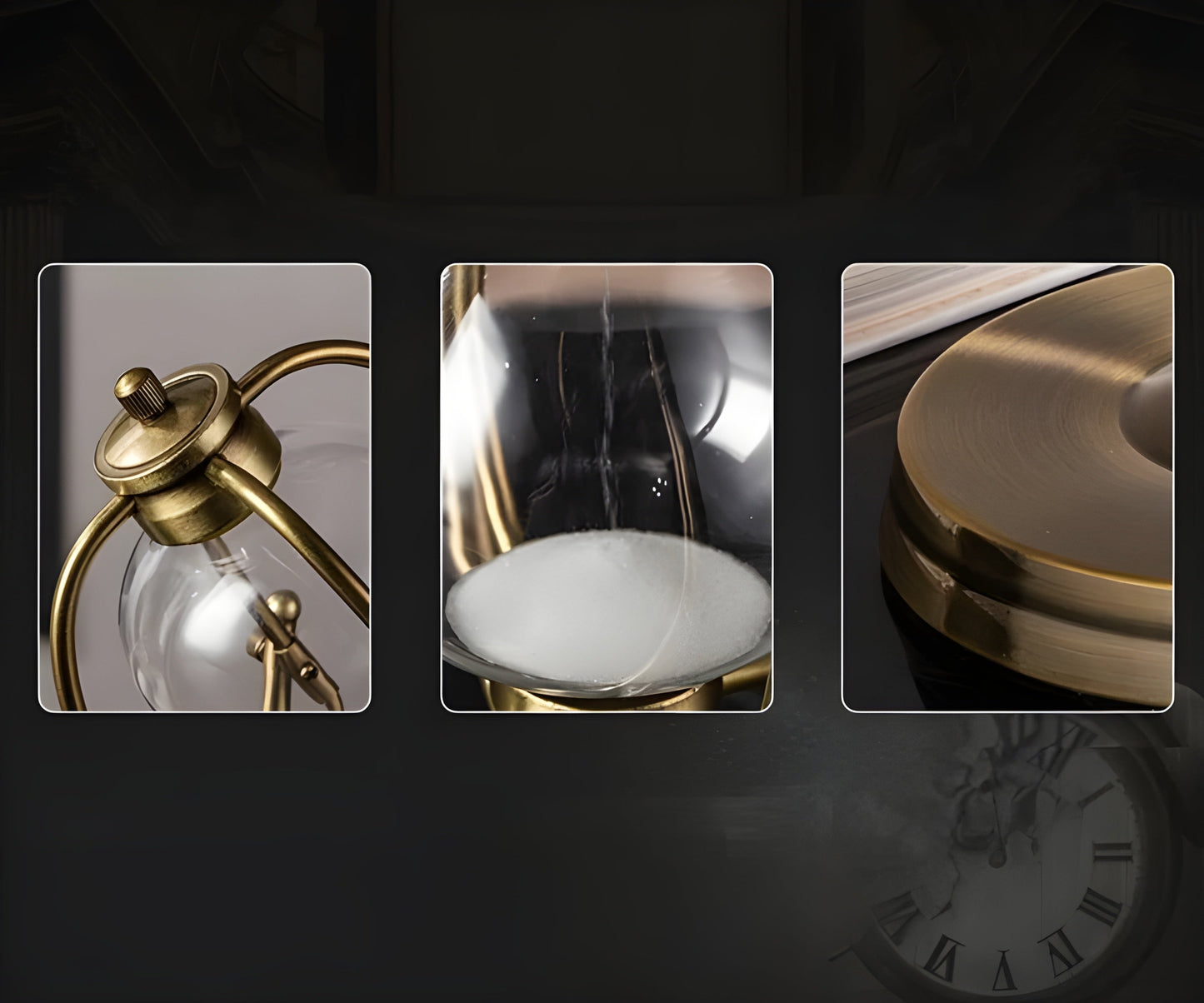 SusanSmith | GracefulTime Clock – Luxury Hourglass with Elegant Gold Frame & Timeless Design