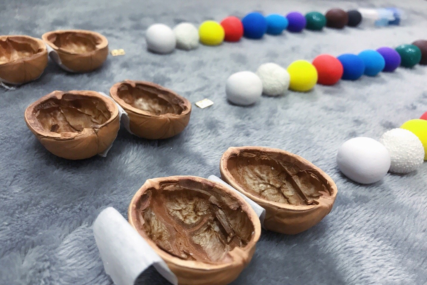 SusanSmith | Handmade Walnut Shell Doll House - Mini Library, Tiny World Inside Walnuts