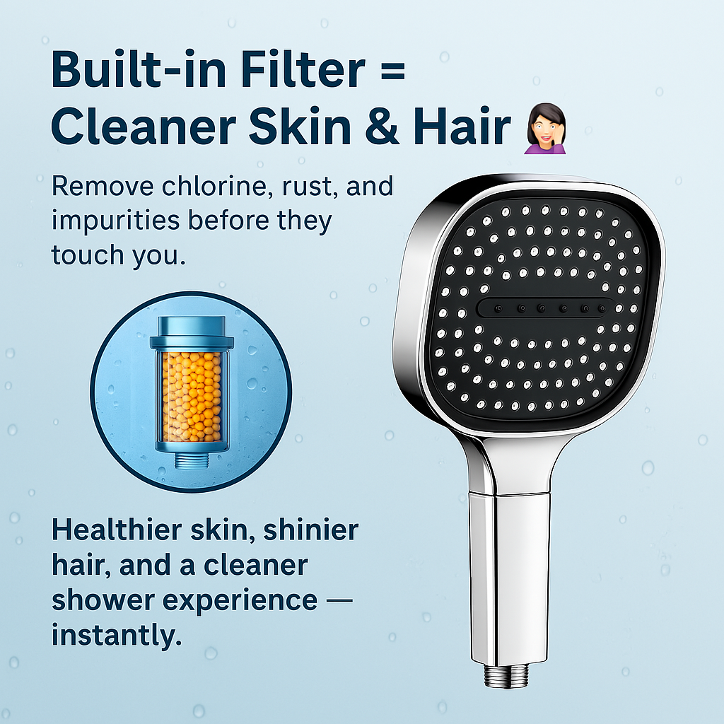 SusanSmith | High-Pressure Shower Head | Turbo-Boost Technology & Advanced Filtration for Healthier Skin and Hair
