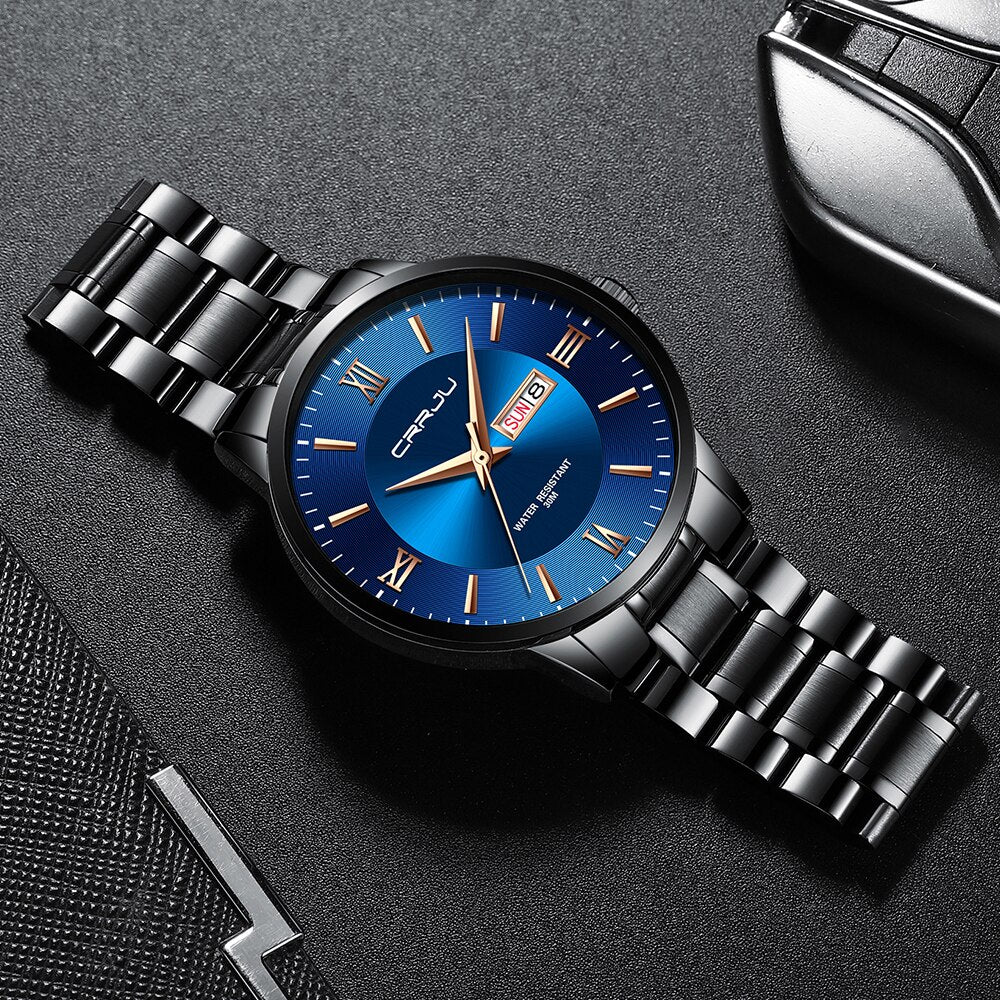 SusanSmith | Men's Luxury Waterproof Sports Watch – Stainless Steel Quartz Chronograph