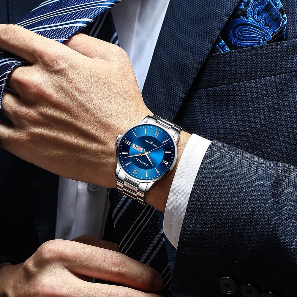 SusanSmith | Men's Luxury Waterproof Sports Watch – Stainless Steel Quartz Chronograph