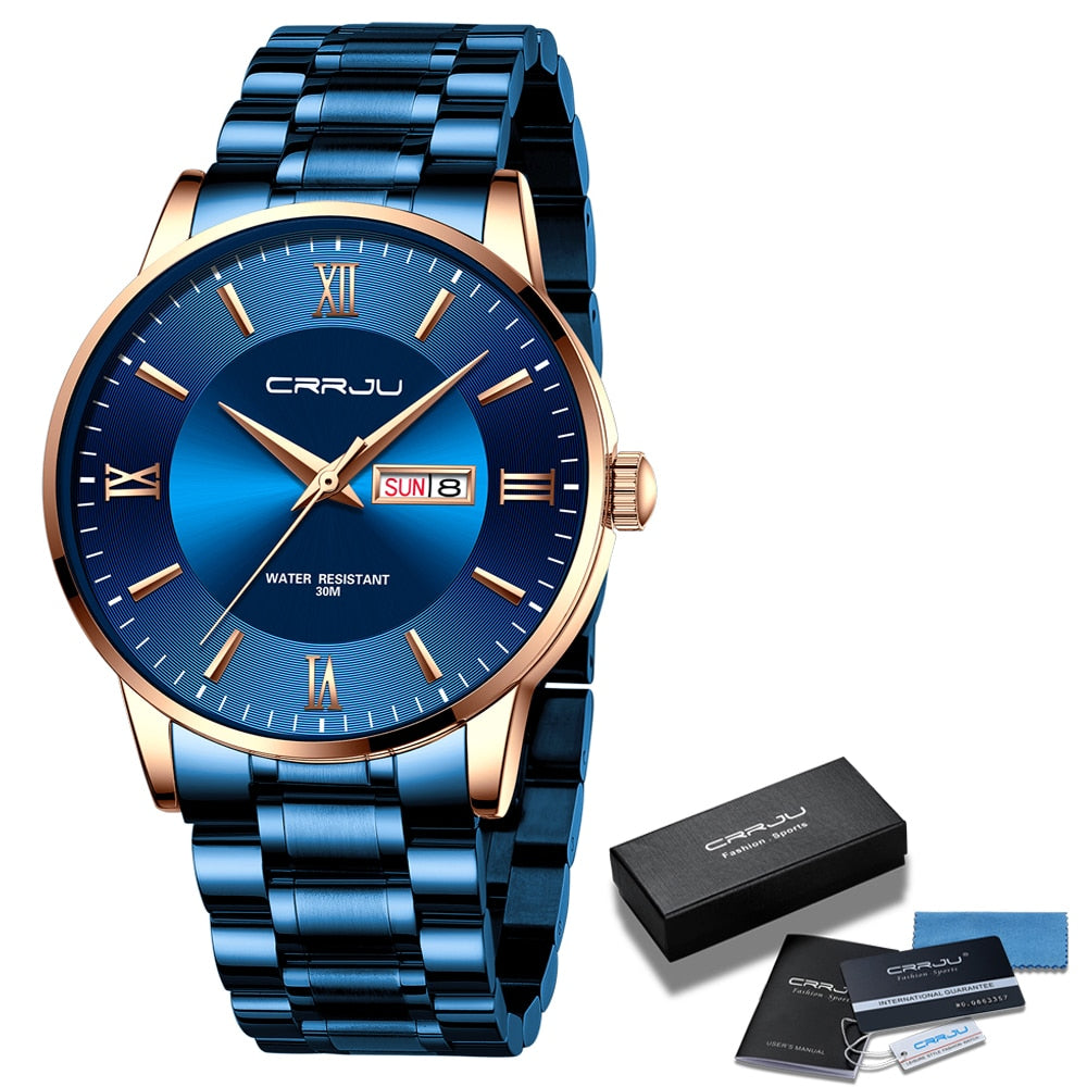 SusanSmith | Men's Luxury Waterproof Sports Watch – Stainless Steel Quartz Chronograph