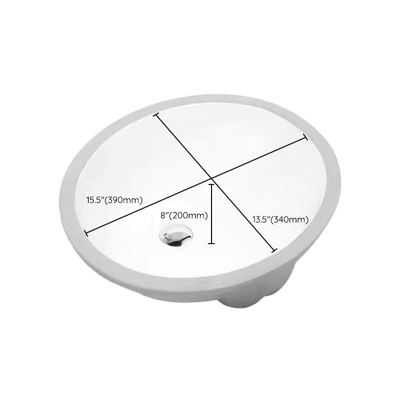 SusanSmith | Modern Under-Mount Sink Oval Porcelain with Pop-Up Drain Sink