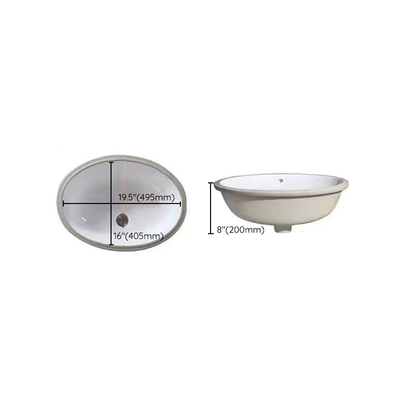 SusanSmith | Modern Under-Mount Sink Oval Porcelain with Pop-Up Drain Sink