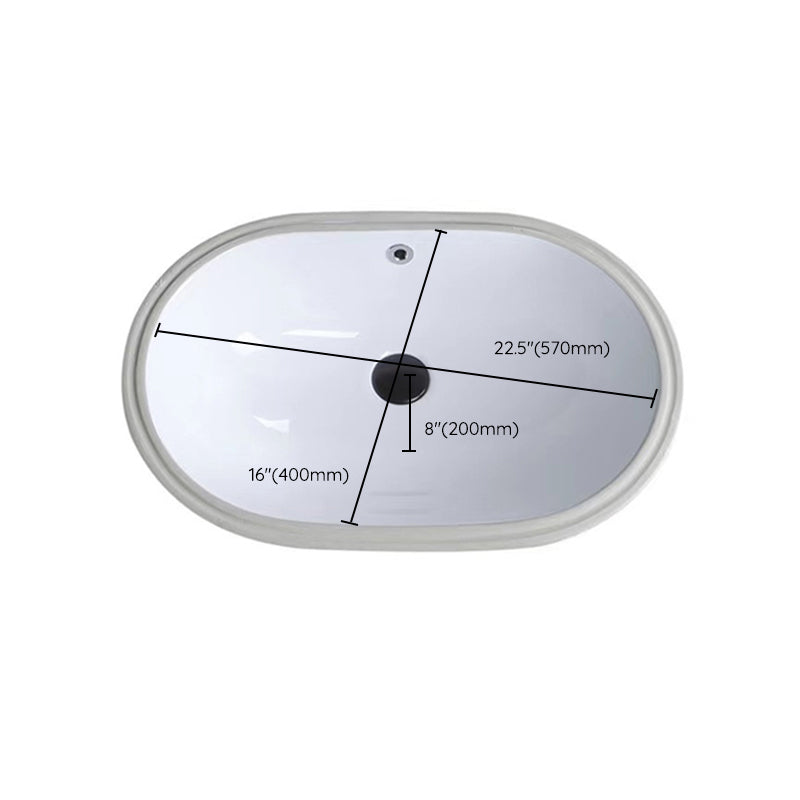 SusanSmith | Modern Under-Mount Sink Oval Porcelain with Pop-Up Drain Sink