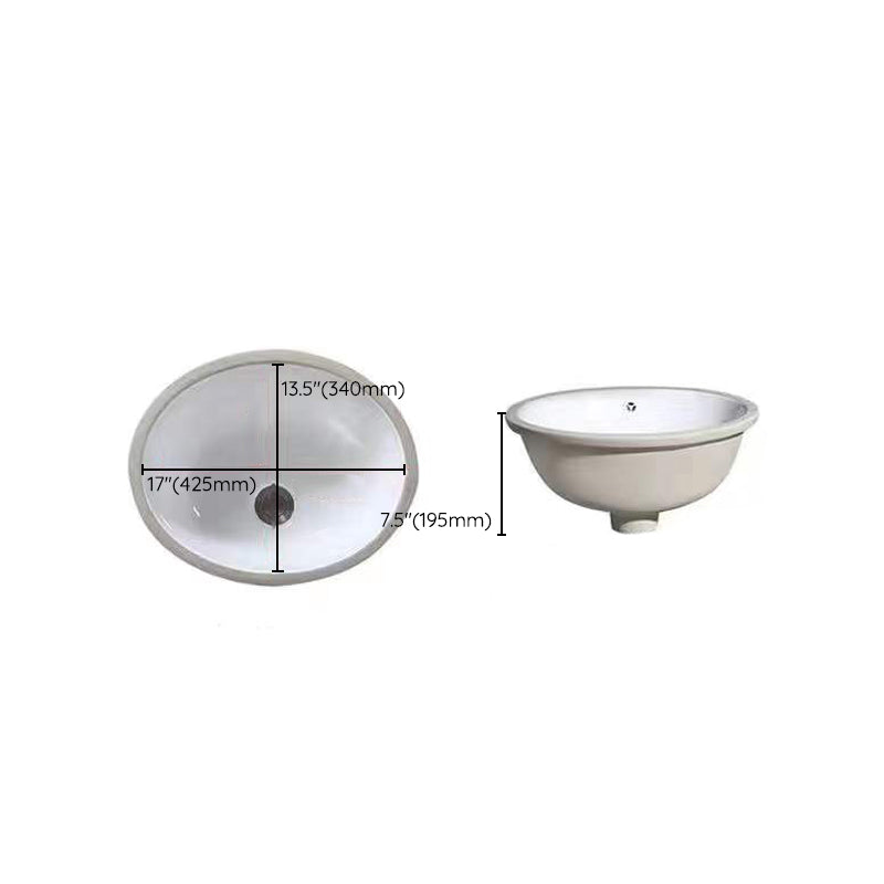 SusanSmith | Modern Under-Mount Sink Oval Porcelain with Pop-Up Drain Sink