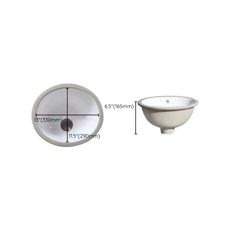 SusanSmith | Modern Under-Mount Sink Oval Porcelain with Pop-Up Drain Sink