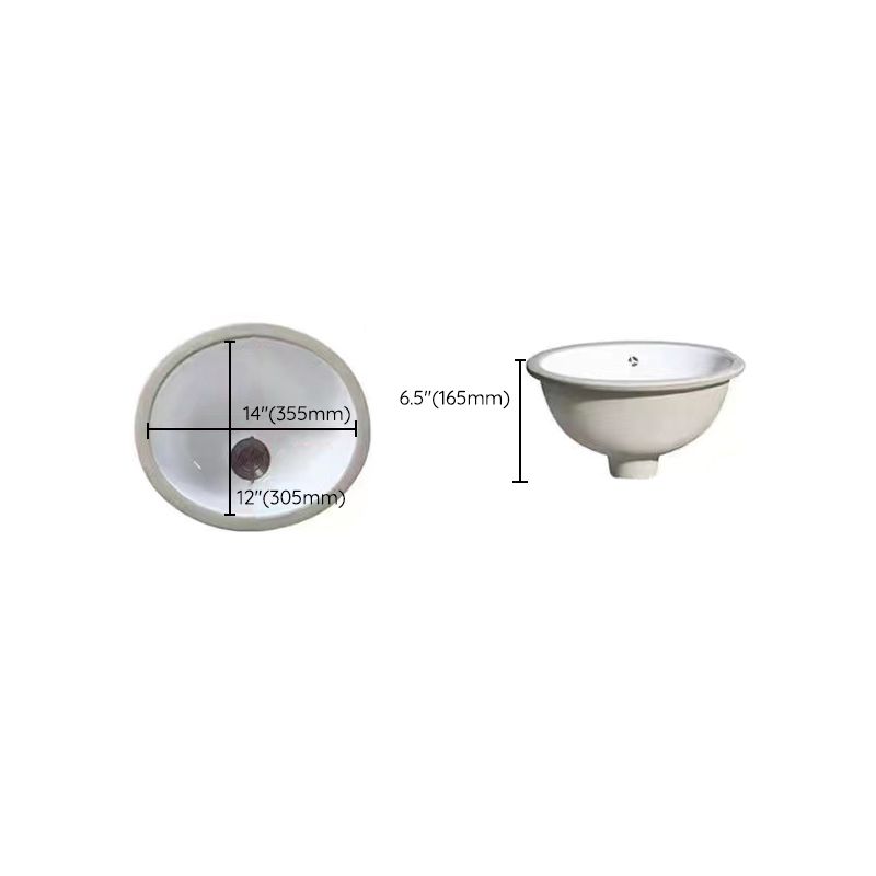 SusanSmith | Modern Under-Mount Sink Oval Porcelain with Pop-Up Drain Sink