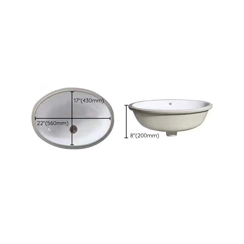 SusanSmith | Modern Under-Mount Sink Oval Porcelain with Pop-Up Drain Sink