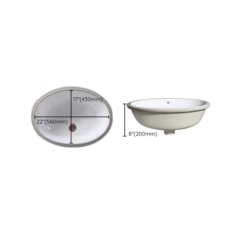 SusanSmith | Modern Under-Mount Sink Oval Porcelain with Pop-Up Drain Sink