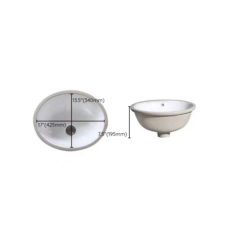 SusanSmith | Modern Under-Mount Sink Oval Porcelain with Pop-Up Drain Sink
