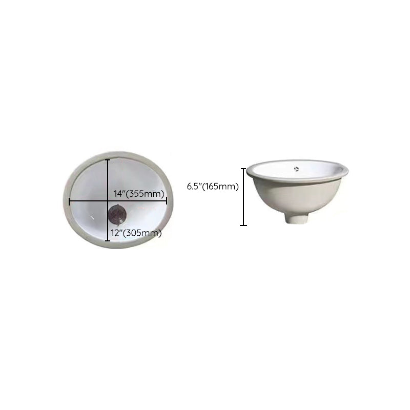 SusanSmith | Modern Under-Mount Sink Oval Porcelain with Pop-Up Drain Sink