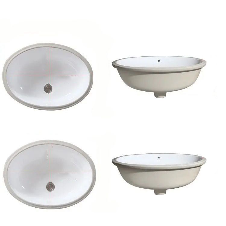 SusanSmith | Modern Under-Mount Sink Oval Porcelain with Pop-Up Drain Sink