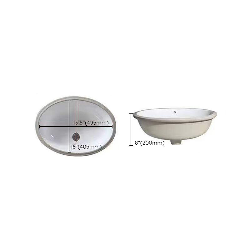 SusanSmith | Modern Under-Mount Sink Oval Porcelain with Pop-Up Drain Sink