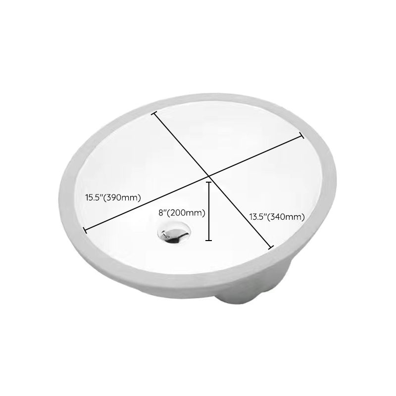 SusanSmith | Modern Under-Mount Sink Oval Porcelain with Pop-Up Drain Sink