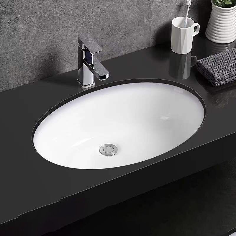 SusanSmith | Modern Under-Mount Sink Oval Porcelain with Pop-Up Drain Sink