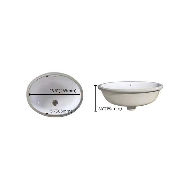 SusanSmith | Modern Under-Mount Sink Oval Porcelain with Pop-Up Drain Sink