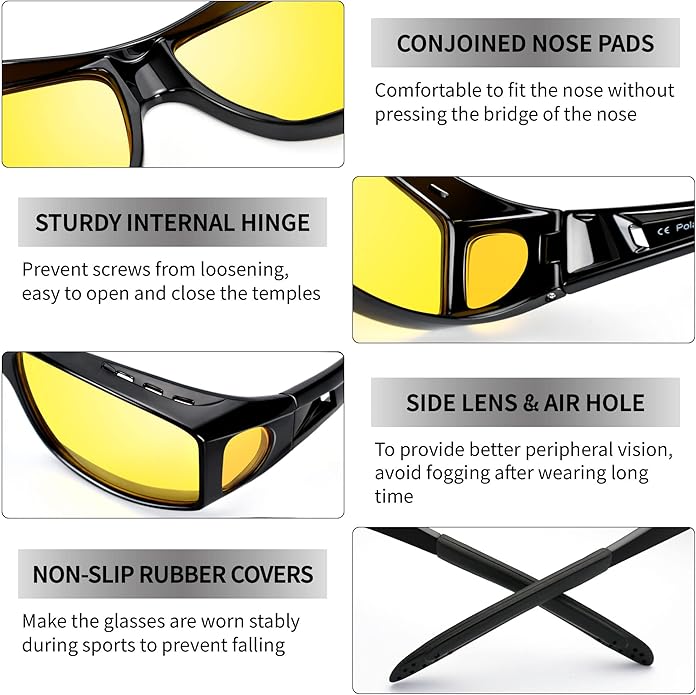 SusanSmith | Polarised Night Vision Driving Glasses | Anti-Glare, Lightweight & Ideal for Low-Light Conditions