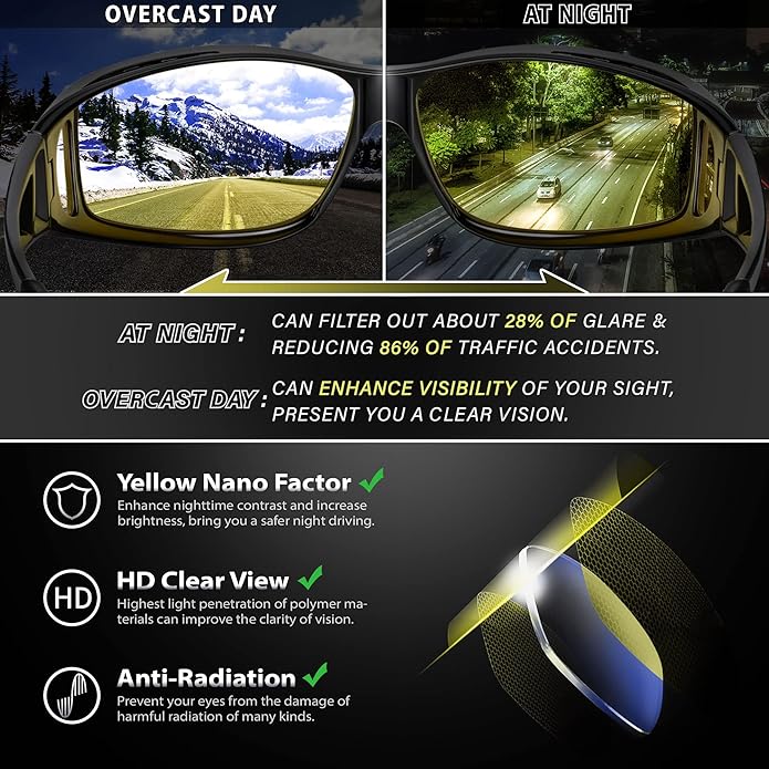 SusanSmith | Polarised Night Vision Driving Glasses | Anti-Glare, Lightweight & Ideal for Low-Light Conditions