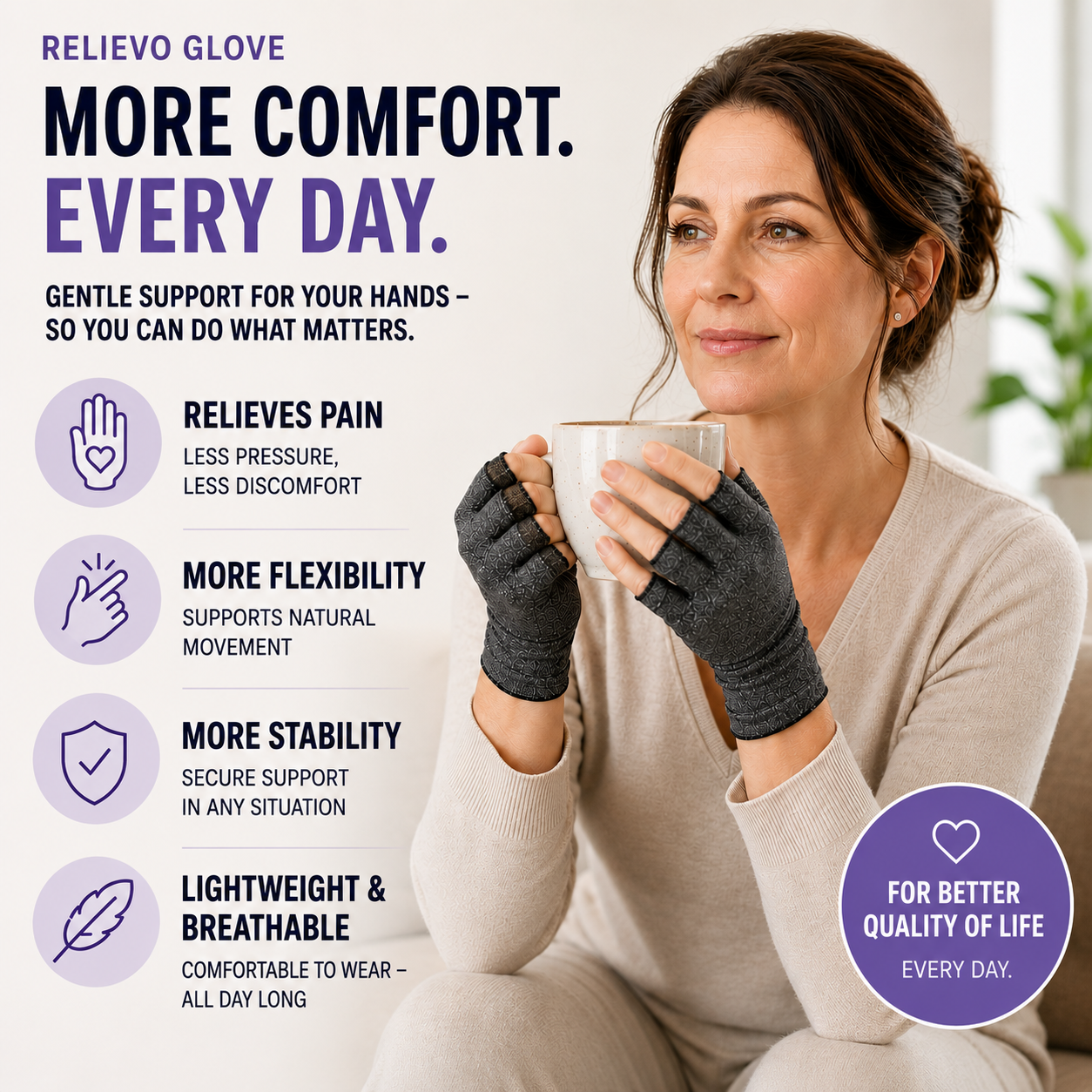 SusanSmith | RelievoGlove Half Finger Compression Glove