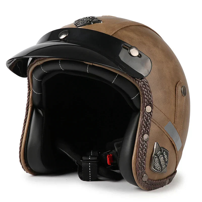 SusanSmith | Retro Motorcycle Helmet – Kael – (Open Face 3/4)