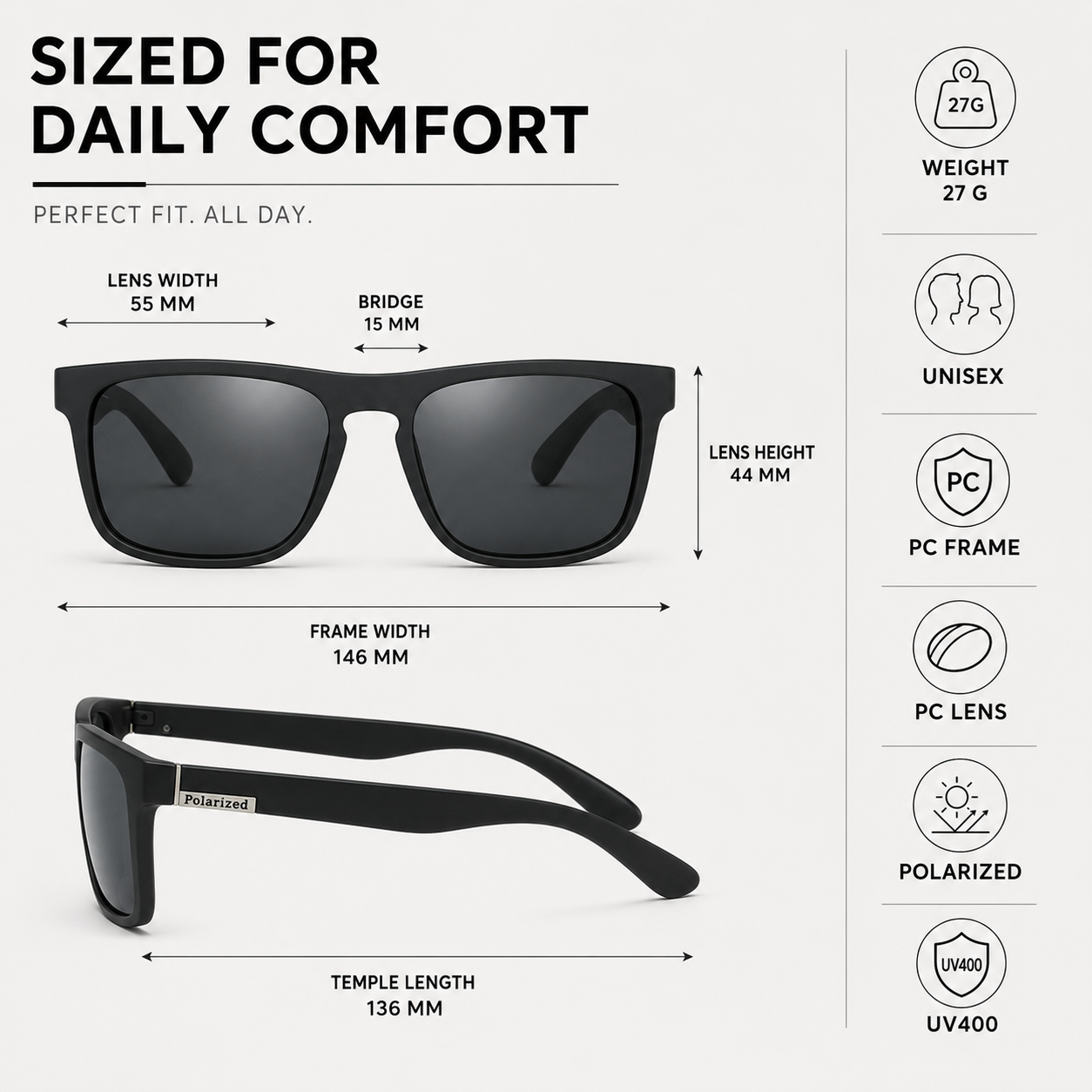 SusanSmith | Squarex Square Frame Polarised Sports Sunglasses