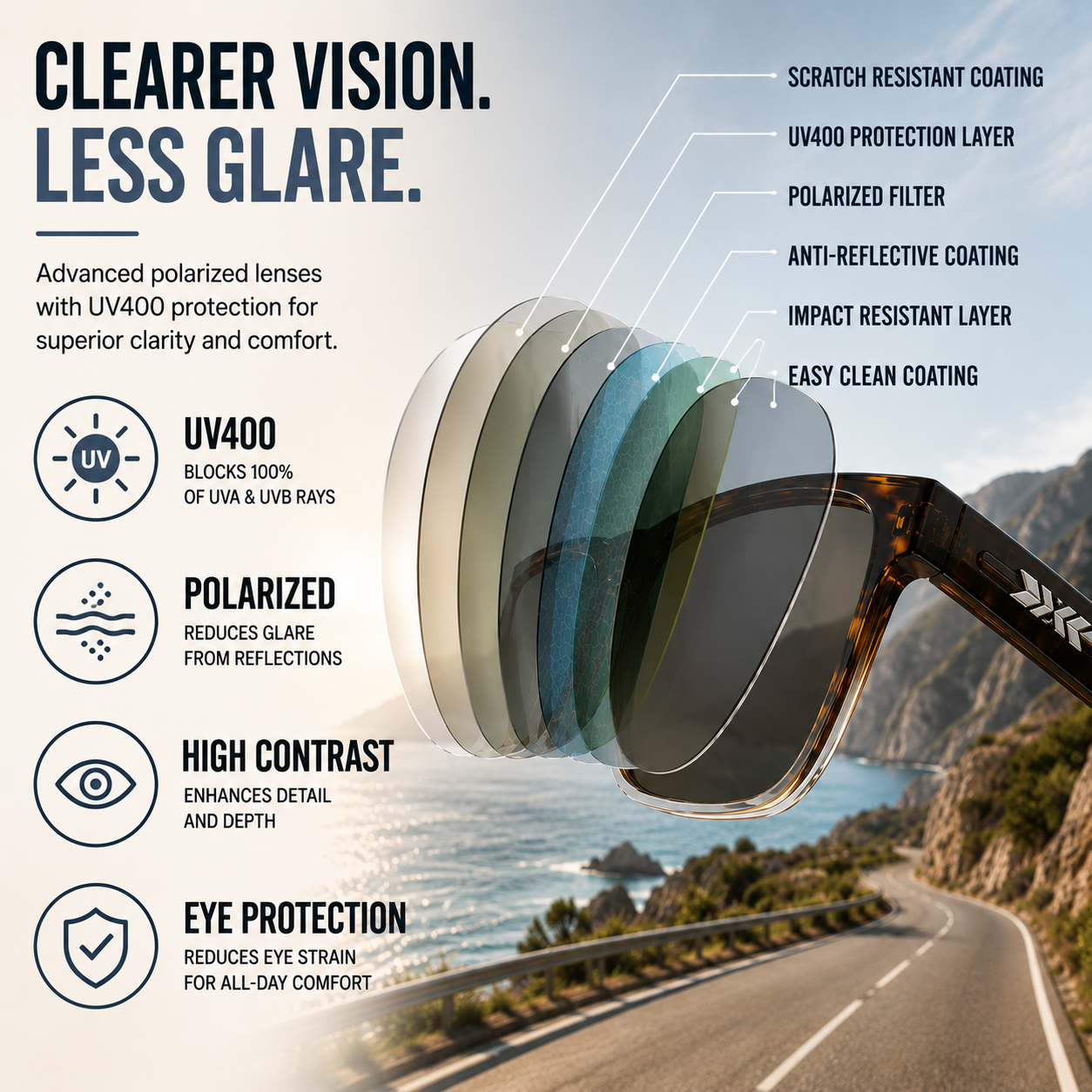 SusanSmith | Squarex Square Frame Polarised Sunglasses