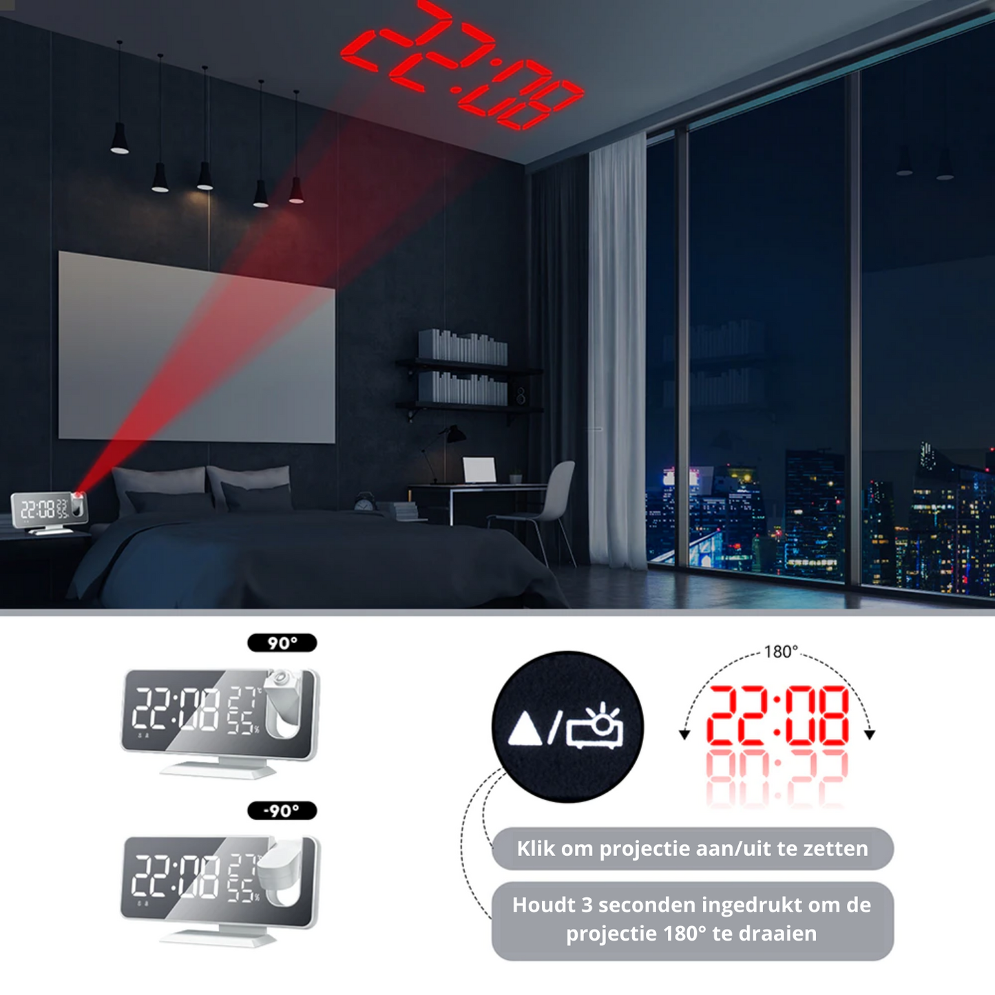 SusanSmith SusanSmith™ Astronatic™ | The Best Alarm Clock with LED Screen - 180° Projector - USB Charger