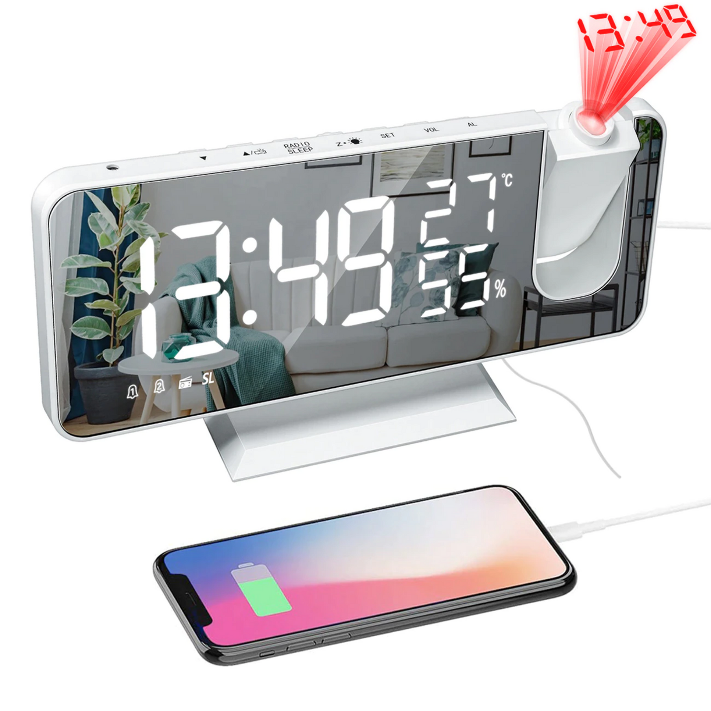 SusanSmith SusanSmith™ Astronatic™ | The Best Alarm Clock with LED Screen - 180° Projector - USB Charger