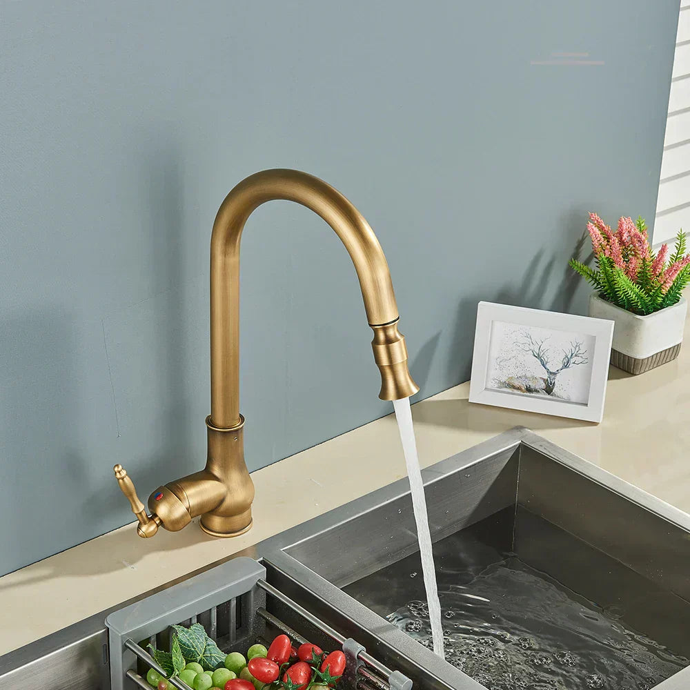 SusanSmith | VintageTap Antique Brass Kitchen Tap – Retro Style Mixer Faucet with Swivel Spout
