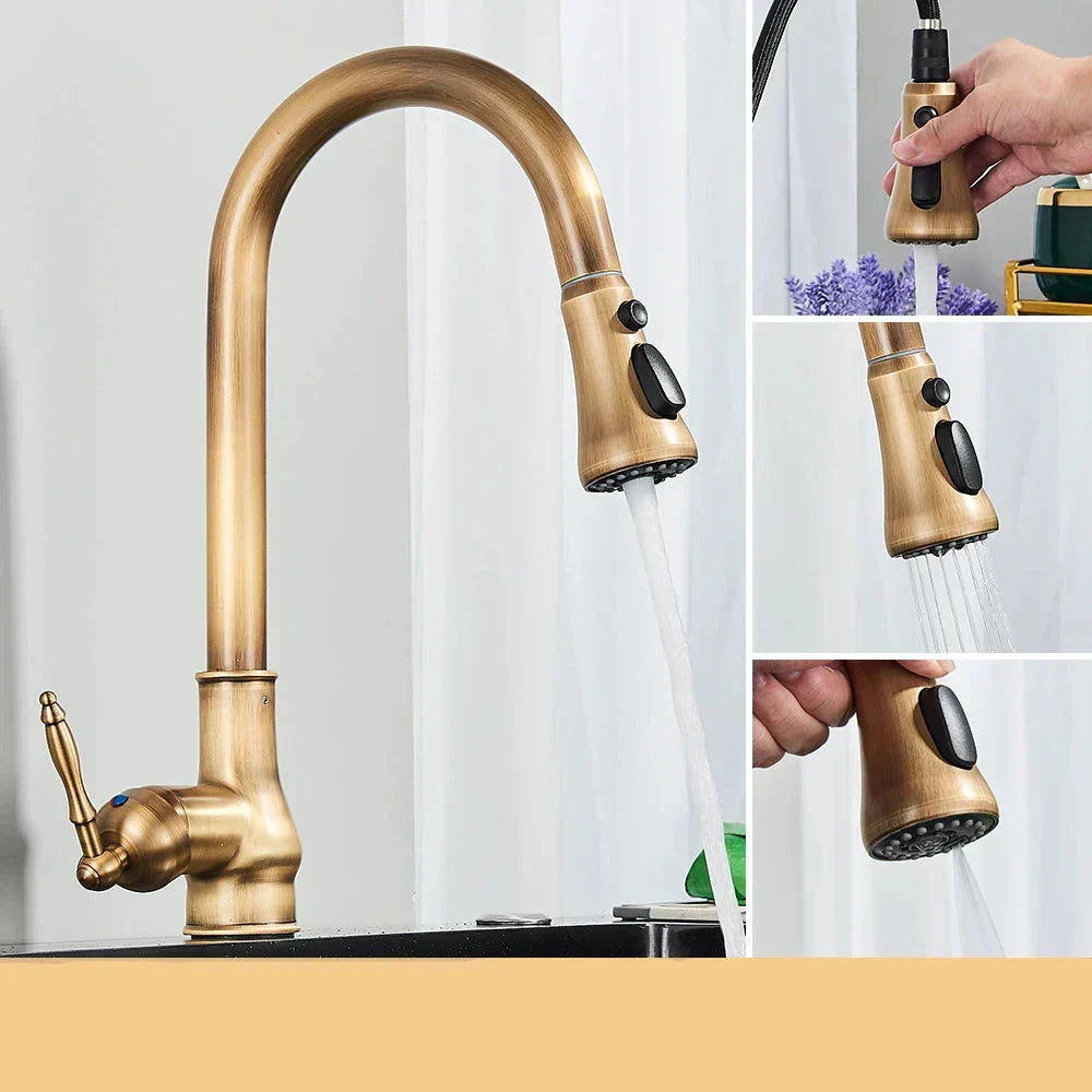 SusanSmith | VintageTap Antique Brass Kitchen Tap – Retro Style Mixer Faucet with Swivel Spout