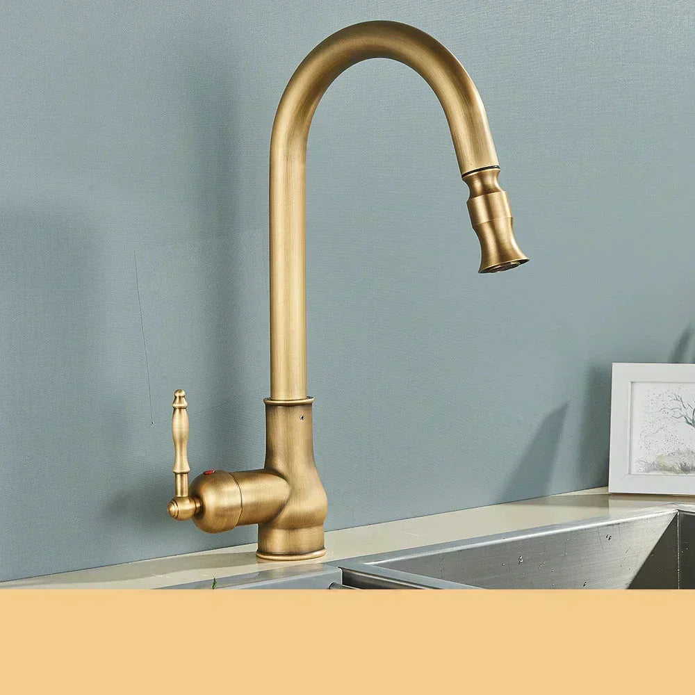 SusanSmith | VintageTap Antique Brass Kitchen Tap – Retro Style Mixer Faucet with Swivel Spout