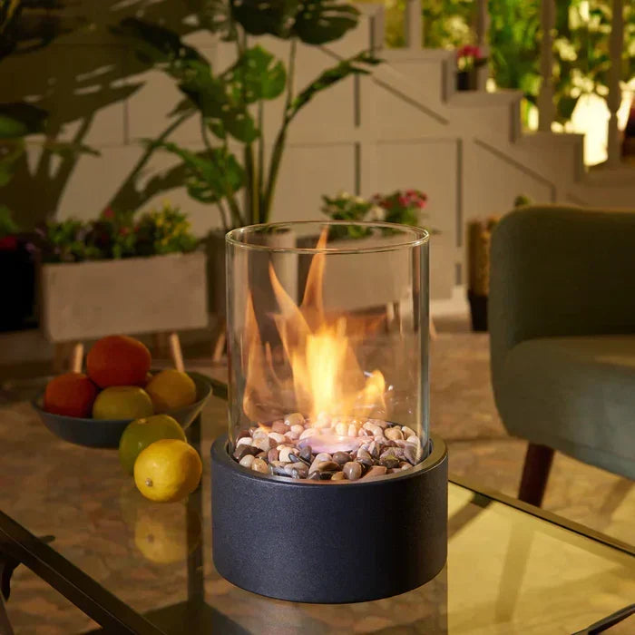 Tabletop Fire Pit Lantern with Flame Effect | Cordless and Dimmable | Weatherproof
