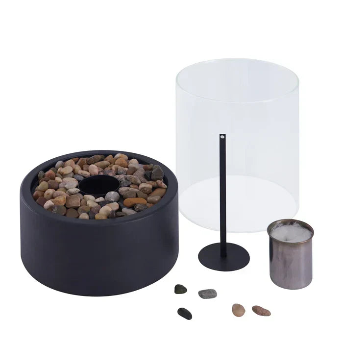 Tabletop Fire Pit Lantern with Flame Effect | Cordless and Dimmable | Weatherproof