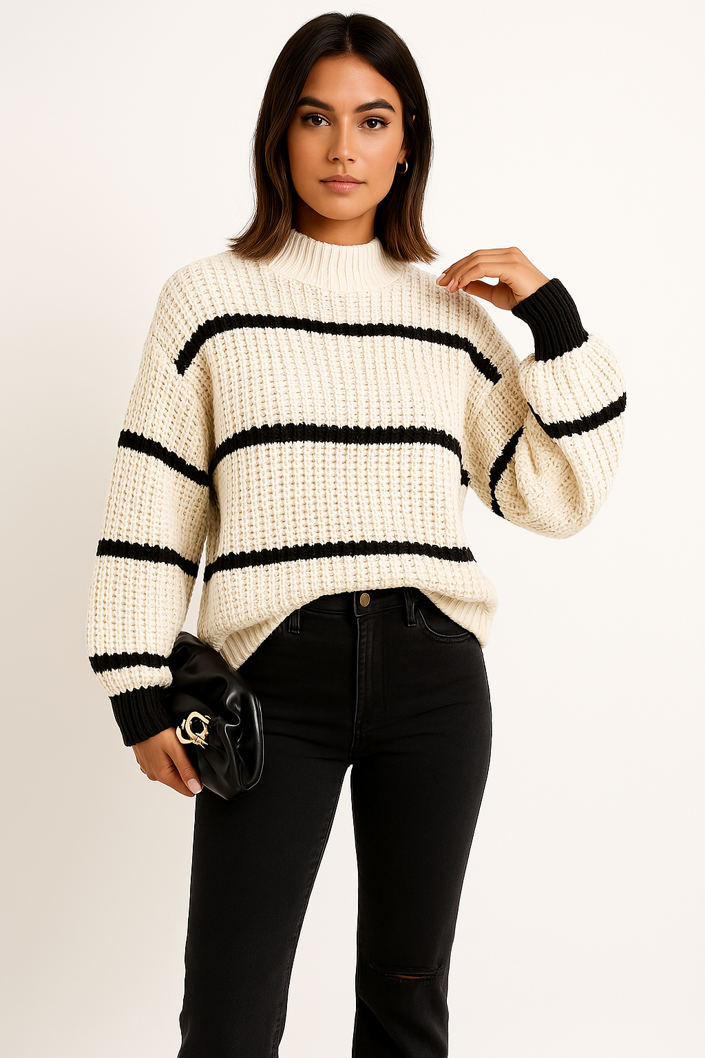Image of Tammy | Women's Striped Crew Neck Sweater