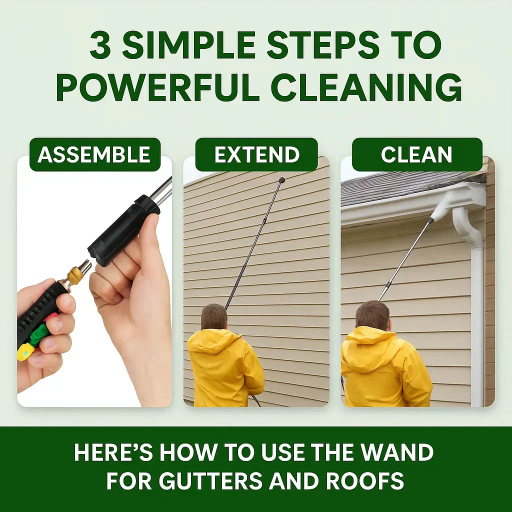 Telescoping High Pressure Washer Wand Set - 4000 PSI, Gutter & Roof Cleaning