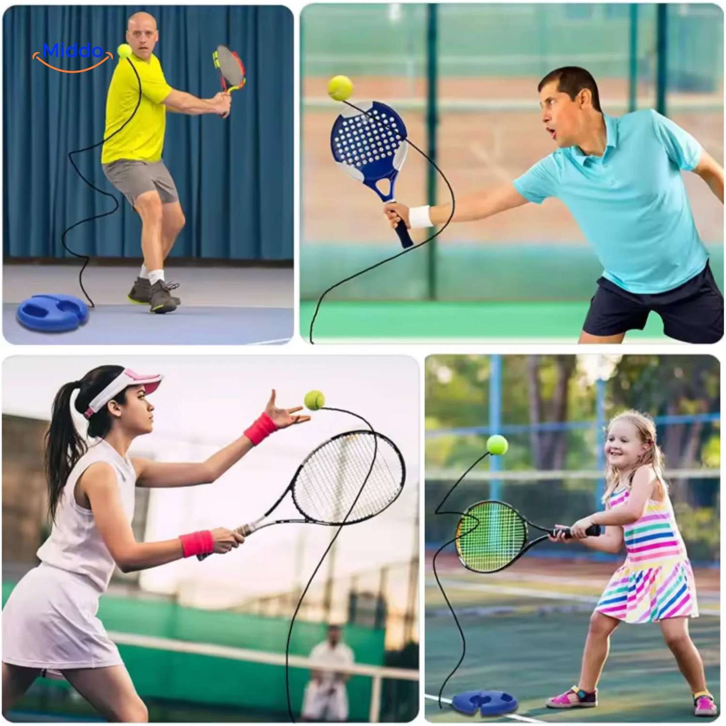 TennisPro™ Trainer | Solo Practice, Elastic Cord & Durable Design