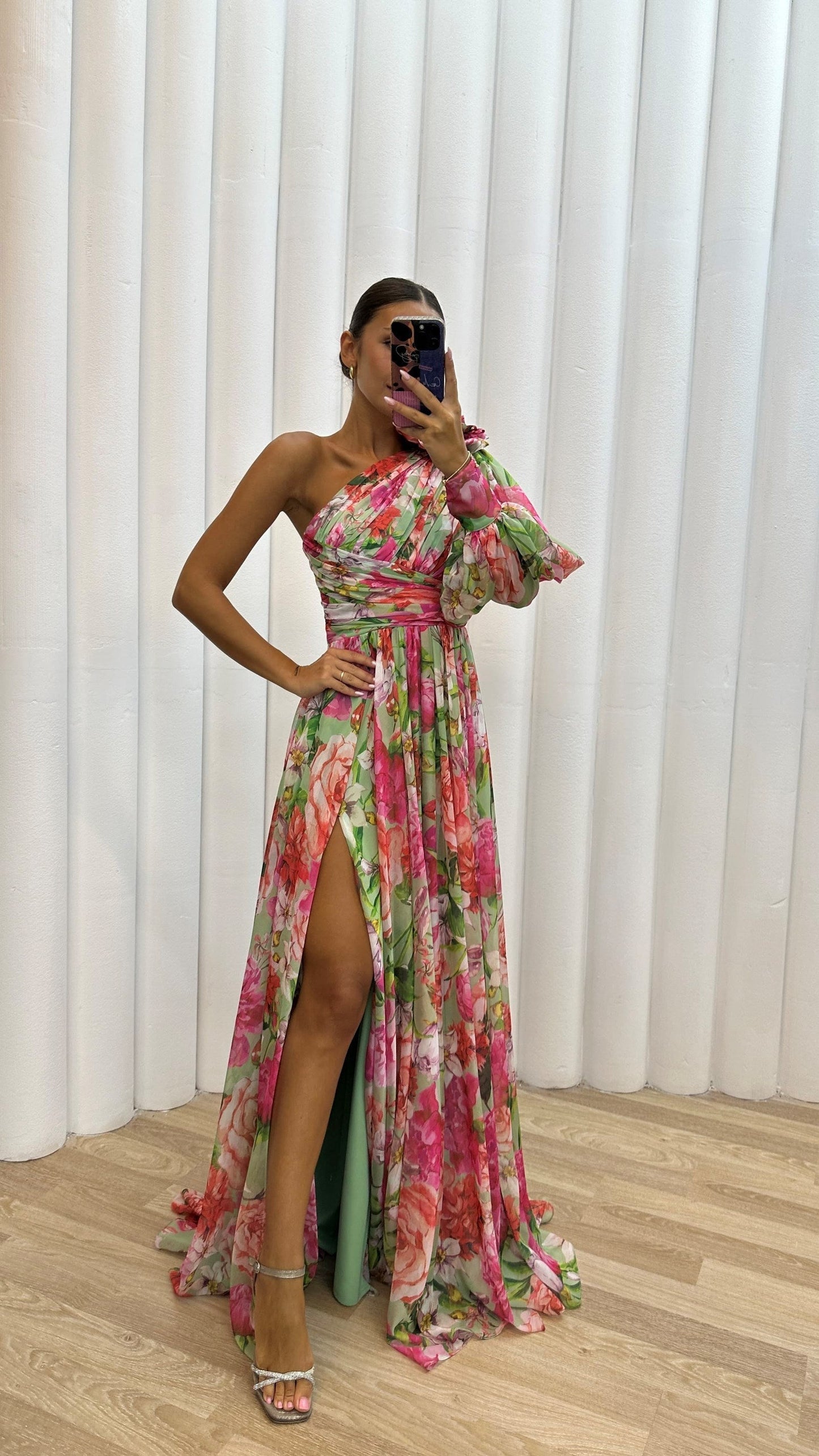 Image of Tessa | Women's One Shoulder Floral Maxi Dress