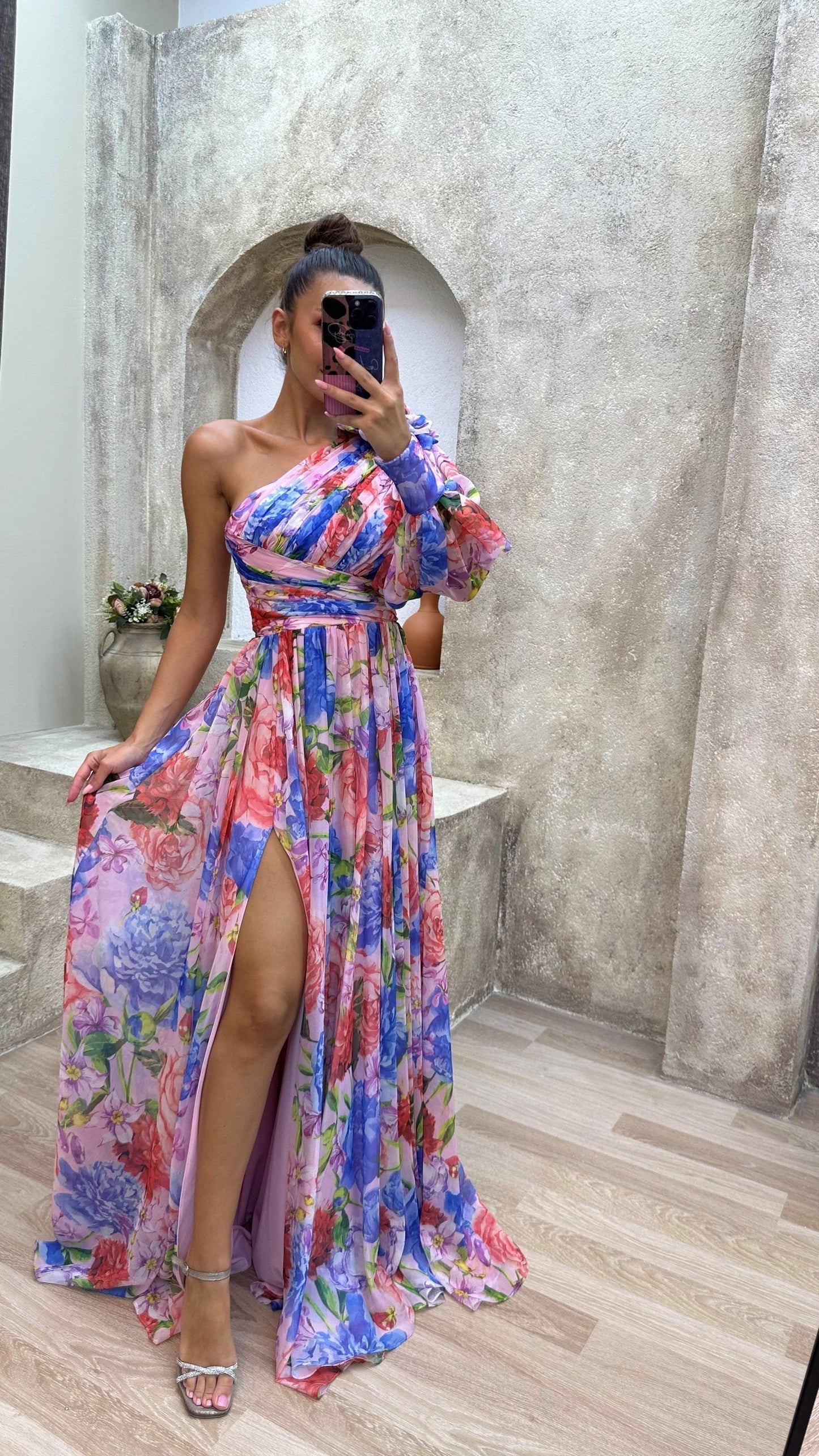 Image of Tessa | Women's One Shoulder Floral Maxi Dress