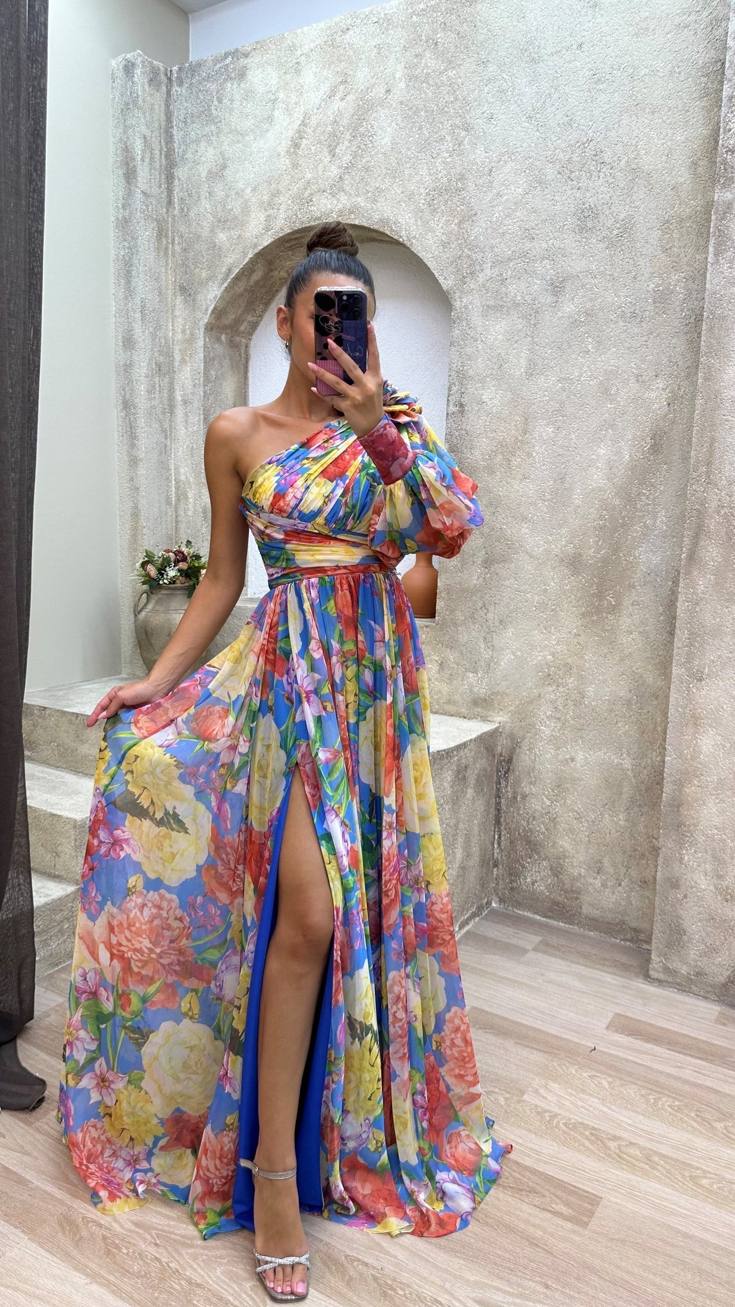 Image of Tessa | Women's One Shoulder Floral Maxi Dress