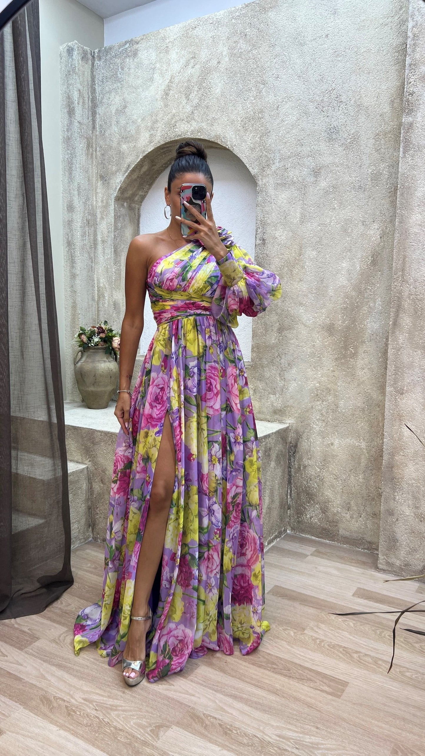 Image of Tessa | Women's One Shoulder Floral Maxi Dress