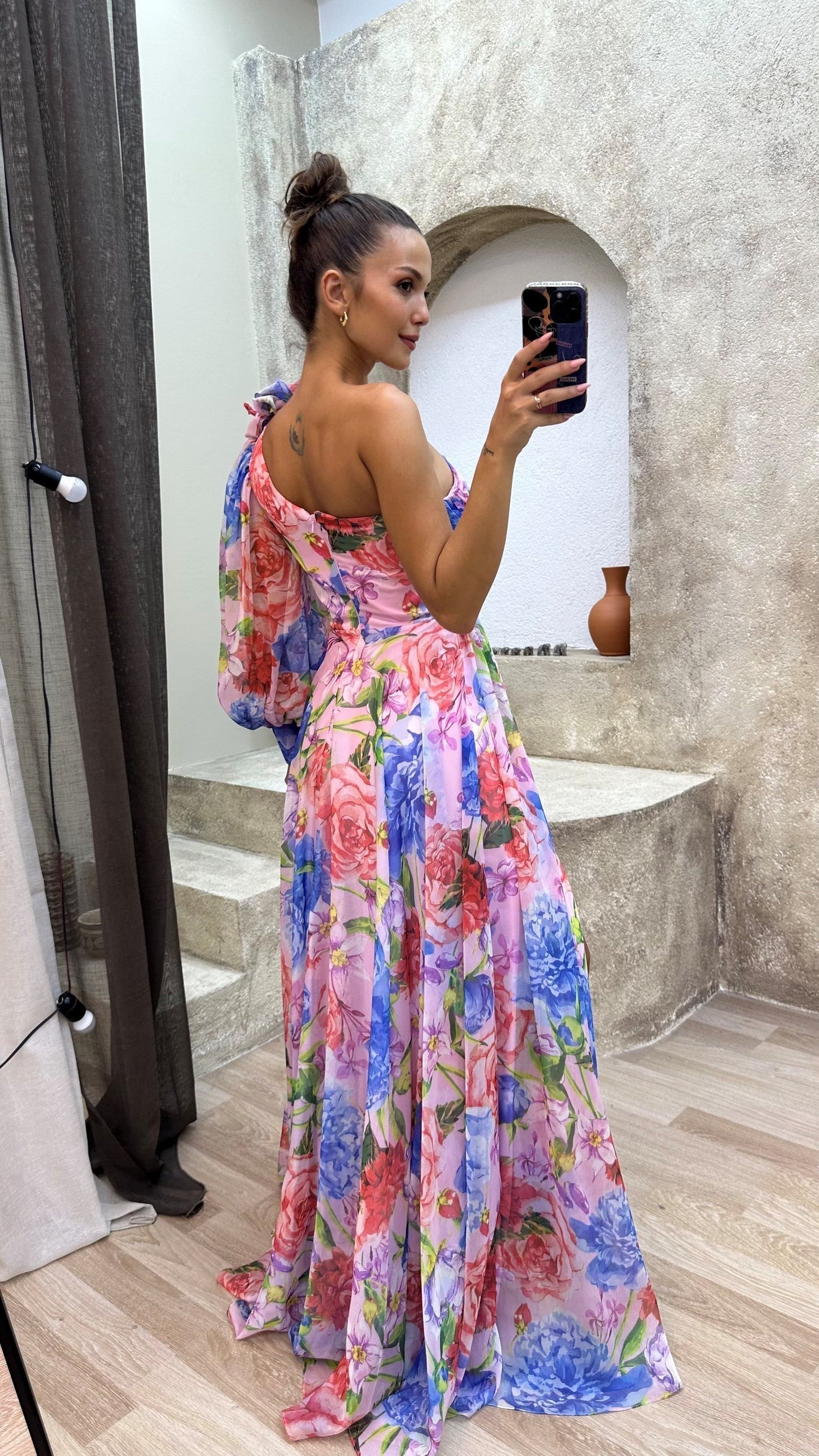 Image of Tessa | Women's One Shoulder Floral Maxi Dress