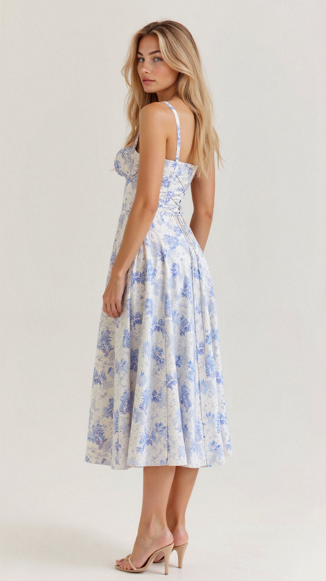 Image of Tessa | Women's Spaghetti Strap A-Line Midi Dress
