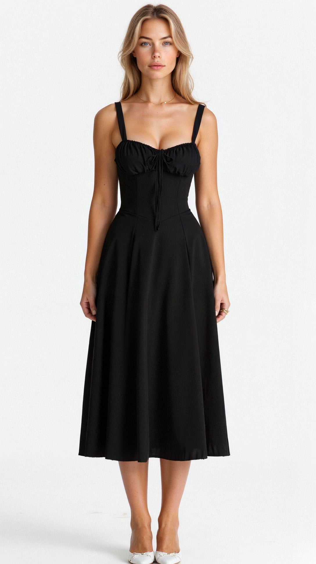 Image of Tessa | Women's Spaghetti Strap A-Line Midi Dress