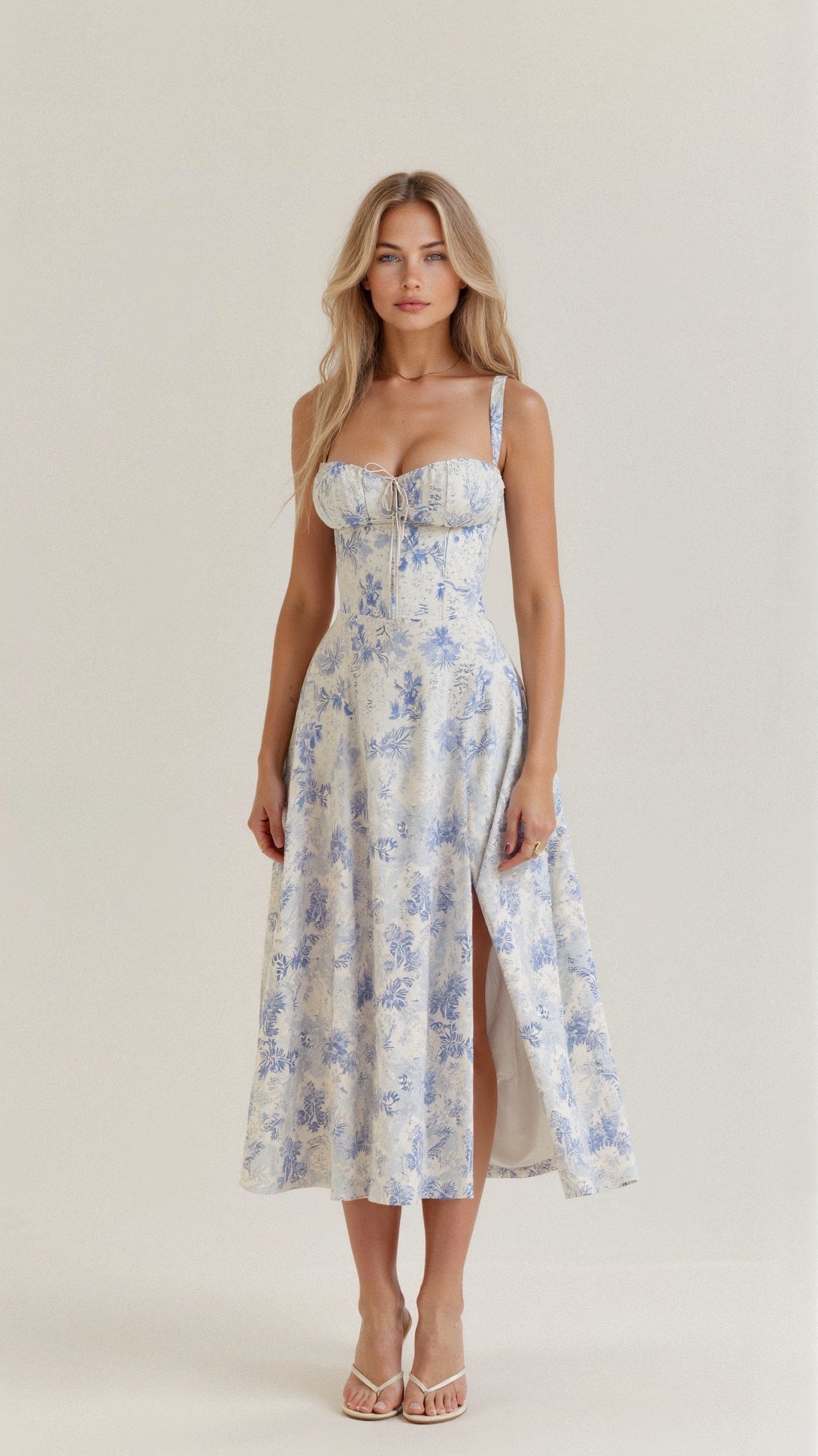 Image of Tessa | Women's Spaghetti Strap A-Line Midi Dress