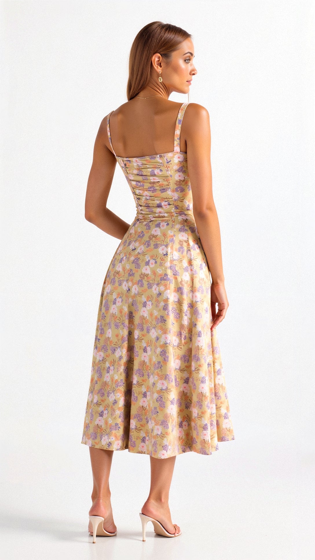 Image of Tessa | Women's Spaghetti Strap A-Line Midi Dress