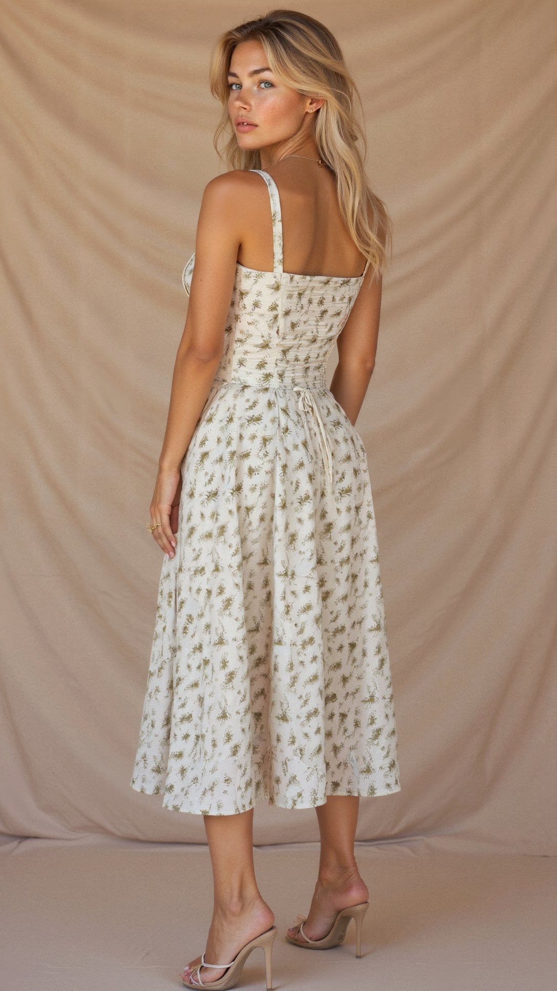 Image of Tessa | Women's Spaghetti Strap A-Line Midi Dress