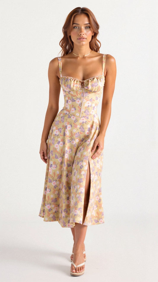 Image of Tessa | Women's Spaghetti Strap A-Line Midi Dress