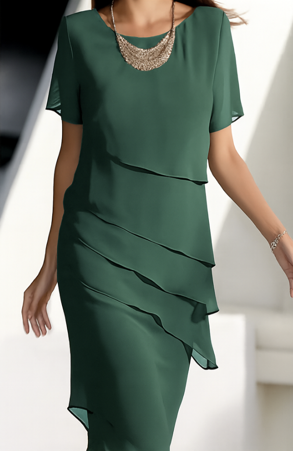 Image of Theresa | Women's Short Sleeve Tiered Midi Dress